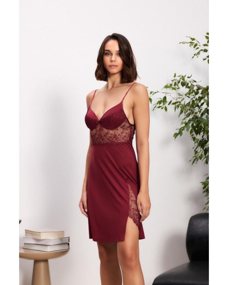 Pierre Cardin Bordo 6'lı Modal Gecelik Sabahlık Çeyiz Seti 5000  