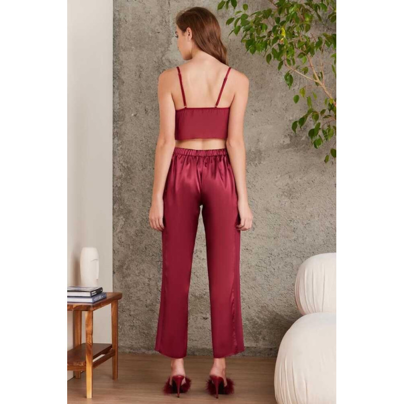 Pierre Cardin Bordo 7025 Kadın 4'lü Saten Takım Gelin Çeyiz Seti Pierre Cardin Bordo 7025 Kadın 4'lü Saten Takım Gelin Çeyiz Seti