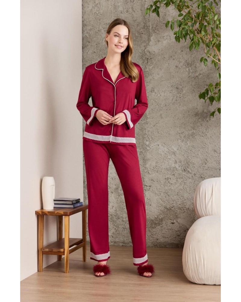 Pierre Cardin Bordo Penye Kadın Pijama Takımı 2200 Pierre Cardin Bordo Penye Kadın Pijama Takımı 2200