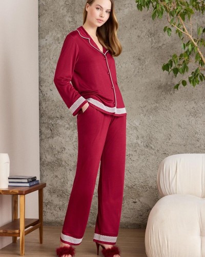 Pierre Cardin Bordo Penye Kadın Pijama Takımı 2200 Pierre Cardin Bordo Penye Kadın Pijama Takımı 2200
