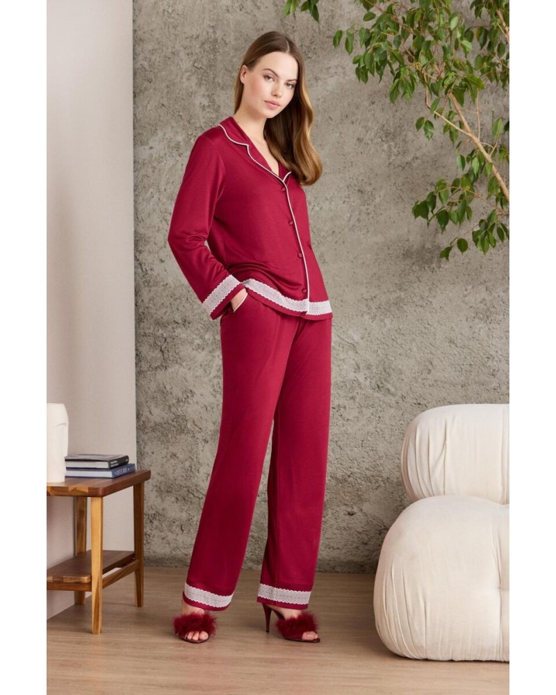 Pierre Cardin Bordo Penye Kadın Pijama Takımı 2200 Pierre Cardin Bordo Penye Kadın Pijama Takımı 2200