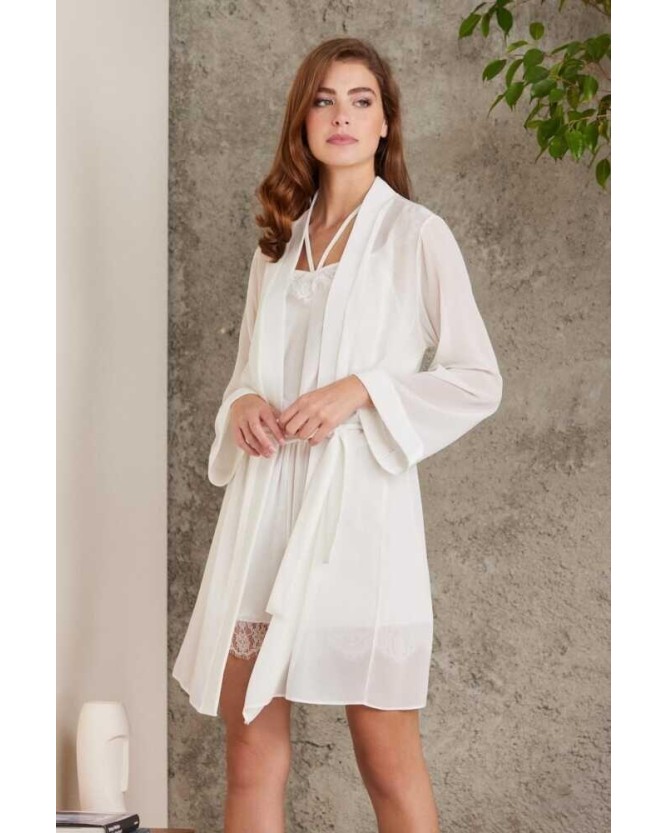 Pierre Cardin Dantelli Kadife Tulum Sabahlık Takım 4800 Ekru Pierre Cardin Dantelli Kadife Tulum Sabahlık Takım 4800 Ekru