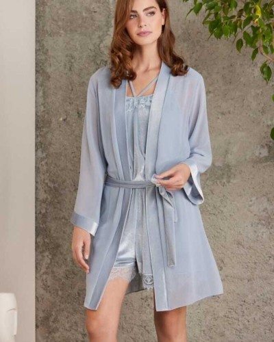 Pierre Cardin Dantelli Kadife Tulum Sabahlık Takım 4800 Mist