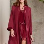 Pierre Cardin Dantelli Kadife Tulum Sabahlık Takım 4800 Bordo