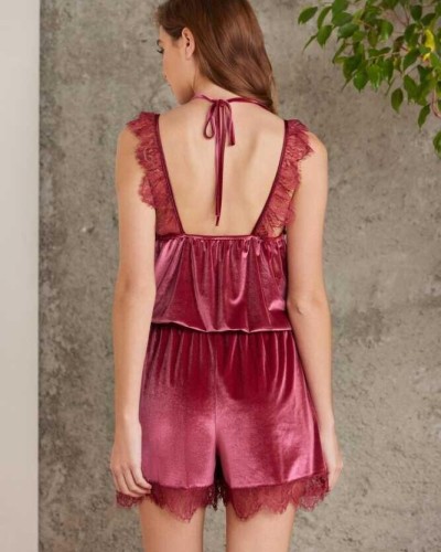 Pierre Cardin Dantelli Kadife Tulum Sabahlık Takım 4800 Bordo Pierre Cardin Dantelli Kadife Tulum Sabahlık Takım 4800 Bordo
