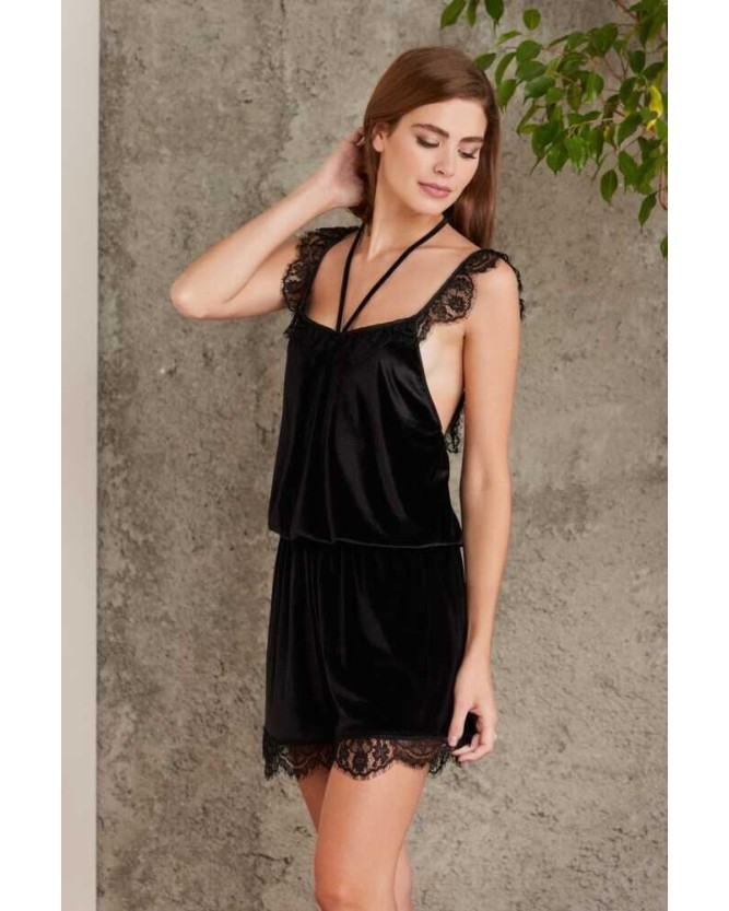 Pierre Cardin Dantelli Kadife Tulum Sabahlık Takım 4800 Siyah Pierre Cardin Dantelli Kadife Tulum Sabahlık Takım 4800 Siyah