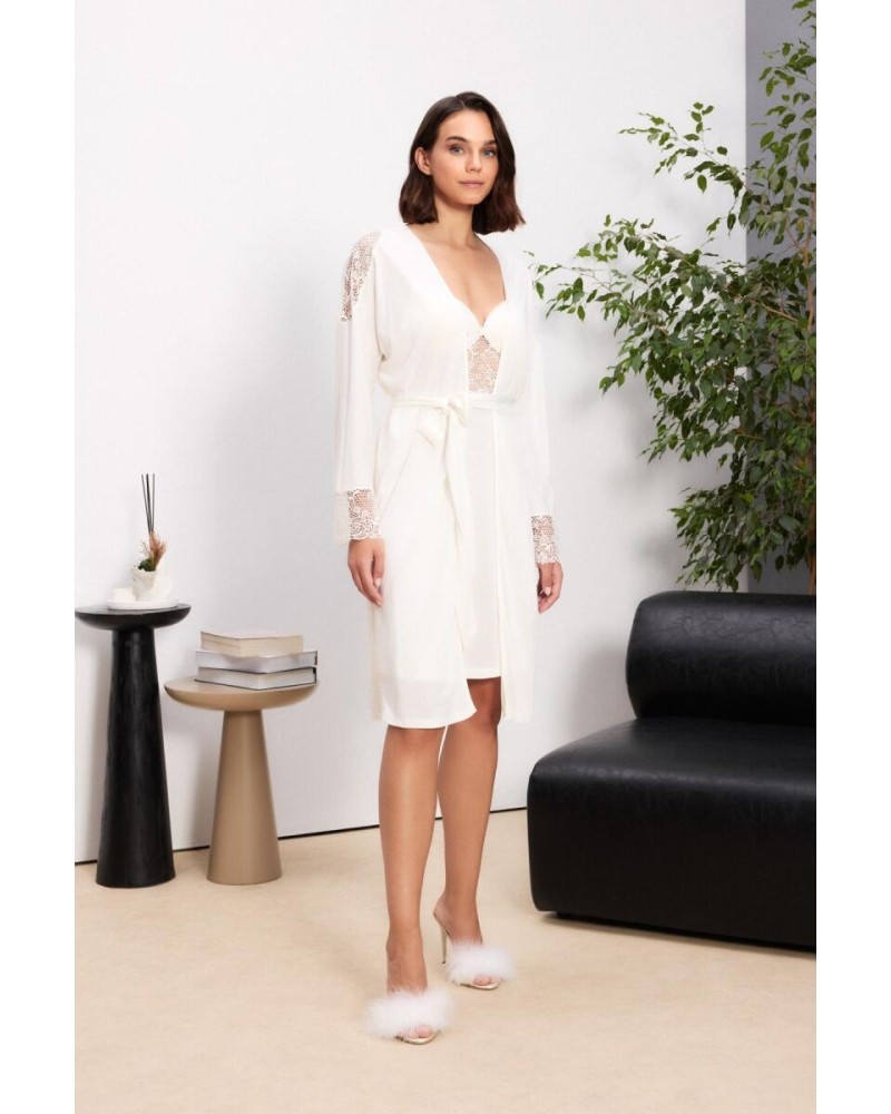 Pierre Cardin Ekru 6'lı Modal Gecelik Sabahlık Çeyiz Seti 5000 Pierre Cardin Ekru 6'lı Modal Gecelik Sabahlık Çeyiz Seti 5000