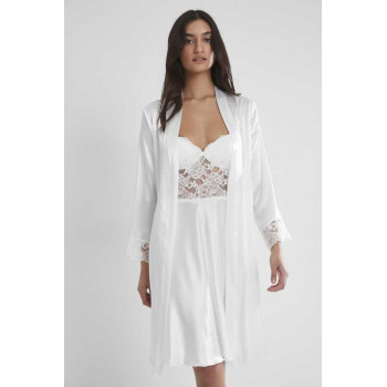 Pierre Cardin Ekru Sütyen Kaplı Sabahlık Gecelik Set 4265
