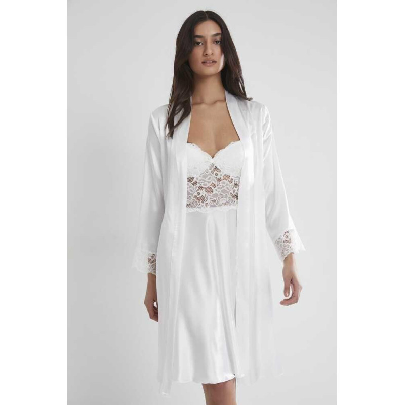 Pierre Cardin Ekru Sütyen Kaplı Sabahlık Gecelik Set 4265