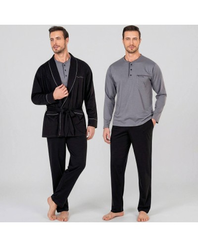 Pierre Cardin Erkek Siyah Damat Çeyizlik Pijama Takımı 2020