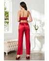 Pierre Cardin Kadife Saten 3'lü Pijama Takım 2075 Kırmızı