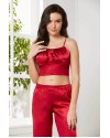 Pierre Cardin Kadife Saten 3'lü Pijama Takım 2075 Kırmızı