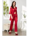 Pierre Cardin Kadife Saten 3'lü Pijama Takım 2075 Kırmızı