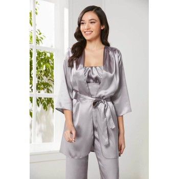 Pierre Cardin Kadife Saten 3'lü Pijama Takım 2075 Royal