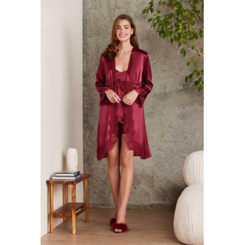 Pierre Cardin Kadın 4'lü Bordo Saten Takım Gelin Çeyiz Seti 7045