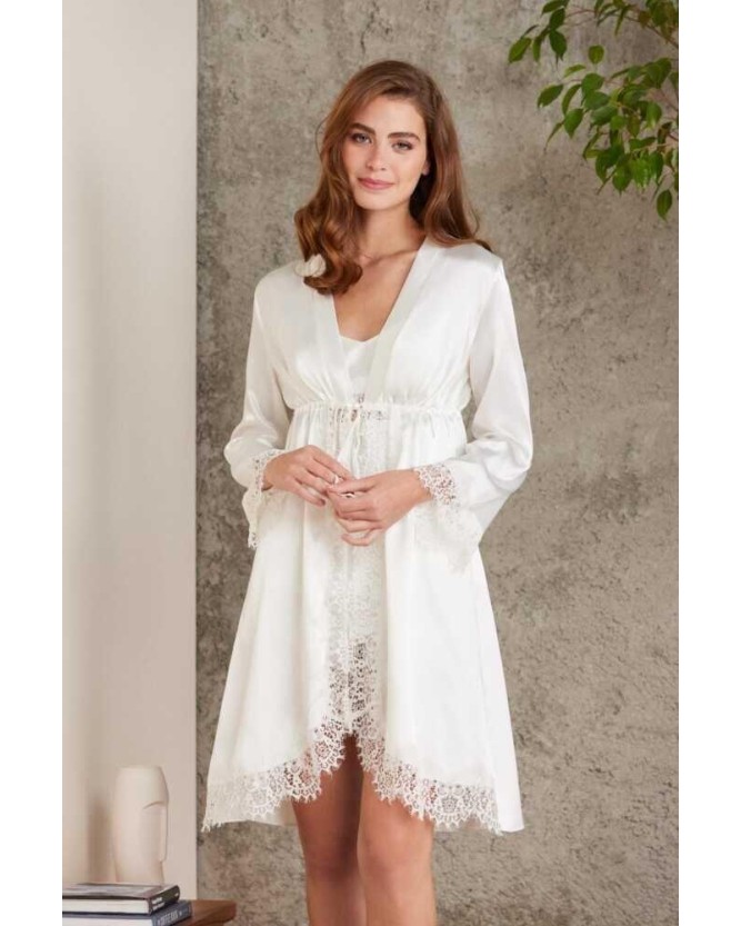 Pierre Cardin Kadın 4'lü Ekru Saten Takım Gelin Çeyiz Seti 7045