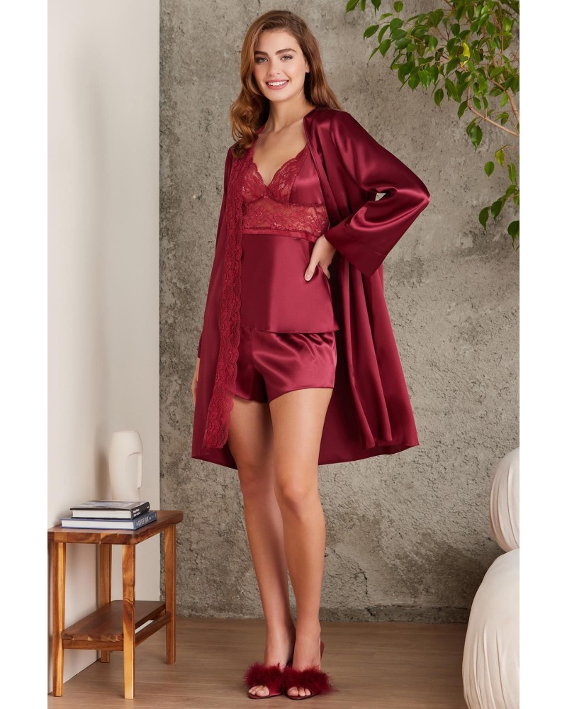 Pierre Cardin Kadın 7015 Saten Dörtlü Gelin Çeyiz Seti Bordo Pierre Cardin Kadın 7015 Saten Dörtlü Gelin Çeyiz Seti Bordo