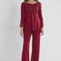 Pierre Cardin Kadın Penye Dantelli Pijama Takımı 1241 Bordo