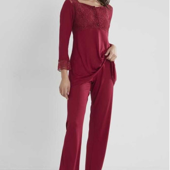 Pierre Cardin Kadın Penye Dantelli Pijama Takımı 1241 Bordo Pierre Cardin Kadın Penye Dantelli Pijama Takımı 1241 Bordo