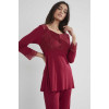 Pierre Cardin Kadın Penye Dantelli Pijama Takımı 1241 Bordo