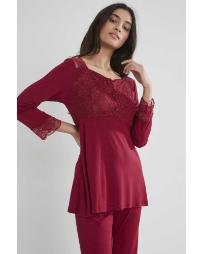 Pierre Cardin Kadın Penye Dantelli Pijama Takımı 1241 Bordo Pierre Cardin Kadın Penye Dantelli Pijama Takımı 1241 Bordo