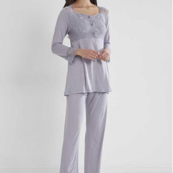 Pierre Cardin Kadın Penye Dantelli Pijama Takımı 1241 Royal
