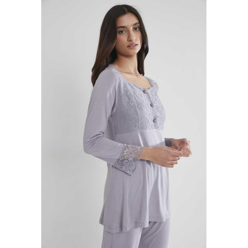 Pierre Cardin Kadın Penye Dantelli Pijama Takımı 1241 Royal