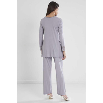 Pierre Cardin Kadın Penye Dantelli Pijama Takımı 1241 Royal