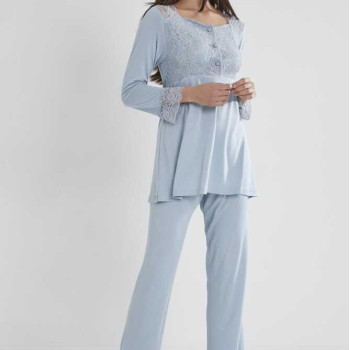 Pierre Cardin Kadın Penye Dantelli Pijama Takımı 1241 Mist
