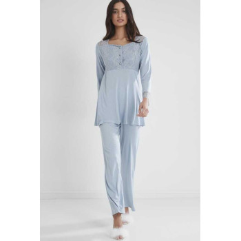 Pierre Cardin Kadın Penye Dantelli Pijama Takımı 1241 Mist