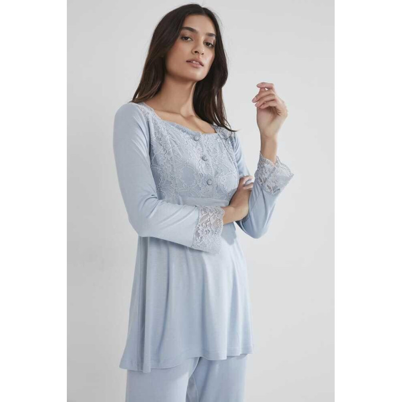 Pierre Cardin Kadın Penye Dantelli Pijama Takımı 1241 Mist