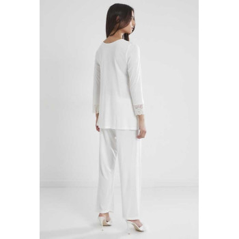Pierre Cardin Kadın Penye Dantelli Pijama Takımı 1241 Ekru