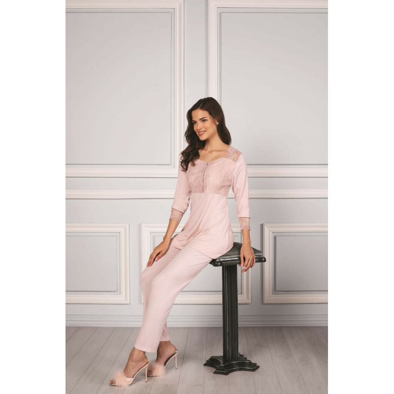 Pierre Cardin Kadın Penye Dantelli Pijama Takımı 1241 pudra