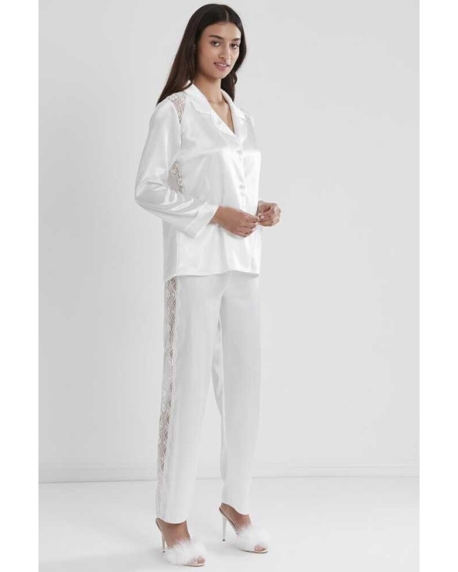 Pierre Cardin Kadın Sırtı Dantel Saten Pijama Takımı 1438 Ekru Pierre Cardin Kadın Sırtı Dantel Saten Pijama Takımı 1438 Ekru