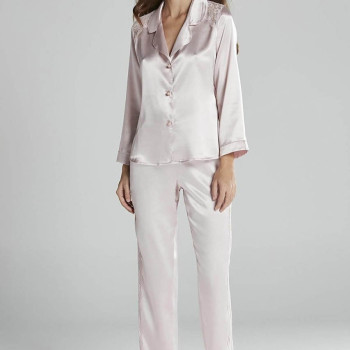 Pierre Cardin Kadın Sırtı Dantel Saten Pijama Takımı 1438 Pudra