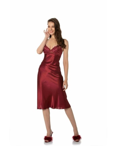Pierre Cardin Kaplı Saten Gecelik 900 Bordo
