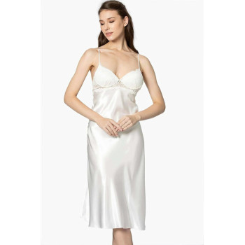 Pierre Cardin Kaplı Saten Gecelik 900 Ekru