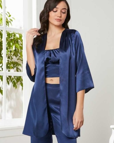Pierre Cardin Laci Saten 3'lü Pijama Takım 2075