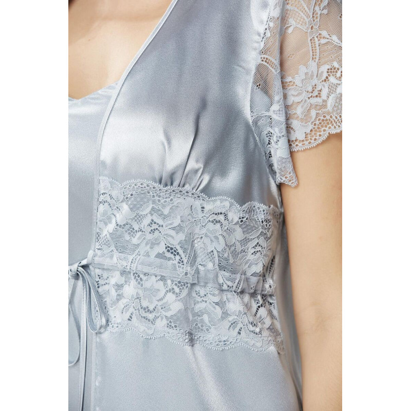 Pierre Cardin Mist Saten Dantelli 3'lü Kadın Sabahlık-Şort Takım 2480