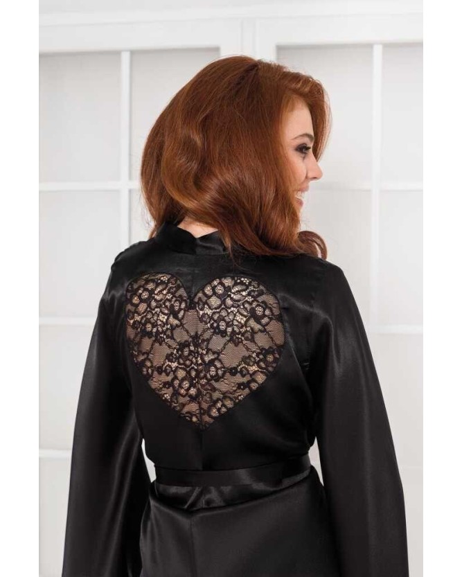 Pierre Cardin Midi Dantel Sabahlık Gecelik Set 4090 Siyah Pierre Cardin Midi Dantel Sabahlık Gecelik Set 4090 Siyah