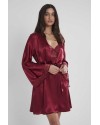 Pierre Cardin Midi Dantel Sabahlık Gecelik Set 4090 Bordo