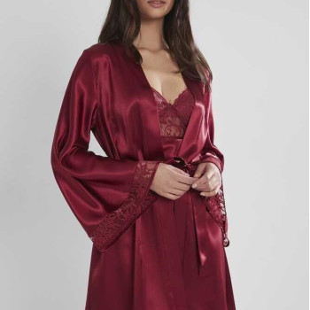 Pierre Cardin Midi Dantel Sabahlık Gecelik Set 4090 Bordo