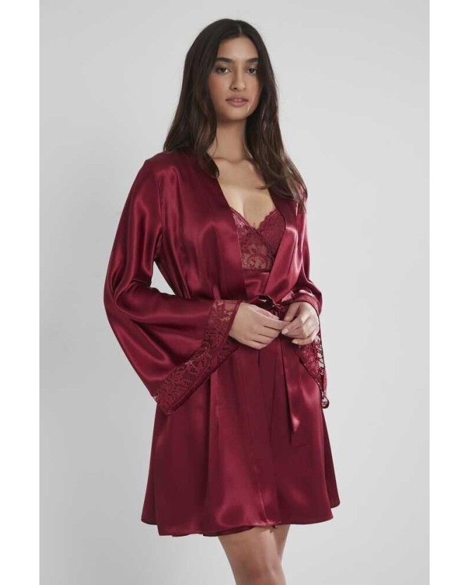 Pierre Cardin Midi Dantel Sabahlık Gecelik Set 4090 Bordo