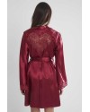 Pierre Cardin Midi Dantel Sabahlık Gecelik Set 4090 Bordo