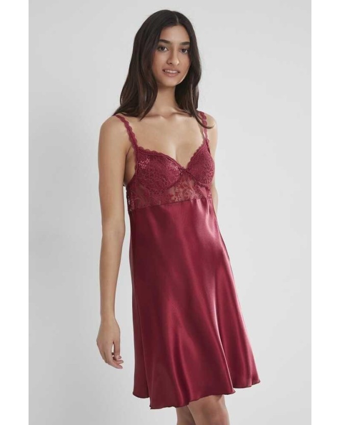 Pierre Cardin Midi Dantel Sabahlık Gecelik Set 4090 Bordo