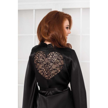 Pierre Cardin Midi Dantel Sabahlık Gecelik Set 4090 Siyah