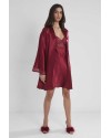 Pierre Cardin Midi Dantel Sabahlık Gecelik Set 4090 Bordo