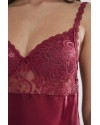 Pierre Cardin Midi Dantel Sabahlık Gecelik Set 4090 Bordo