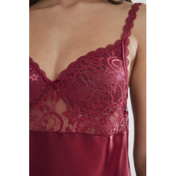 Pierre Cardin Midi Dantel Sabahlık Gecelik Set 4090 Bordo