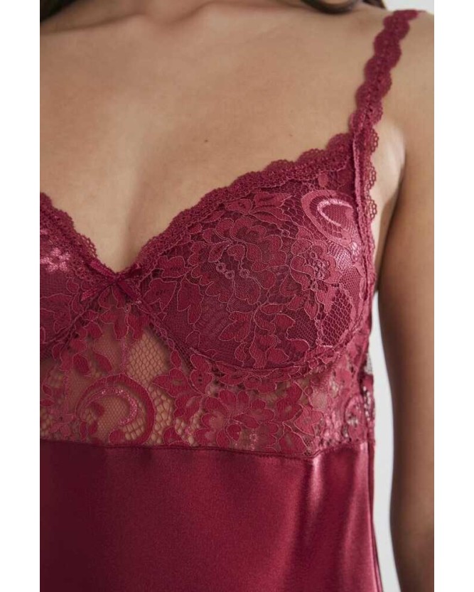 Pierre Cardin Midi Dantel Sabahlık Gecelik Set 4090 Bordo